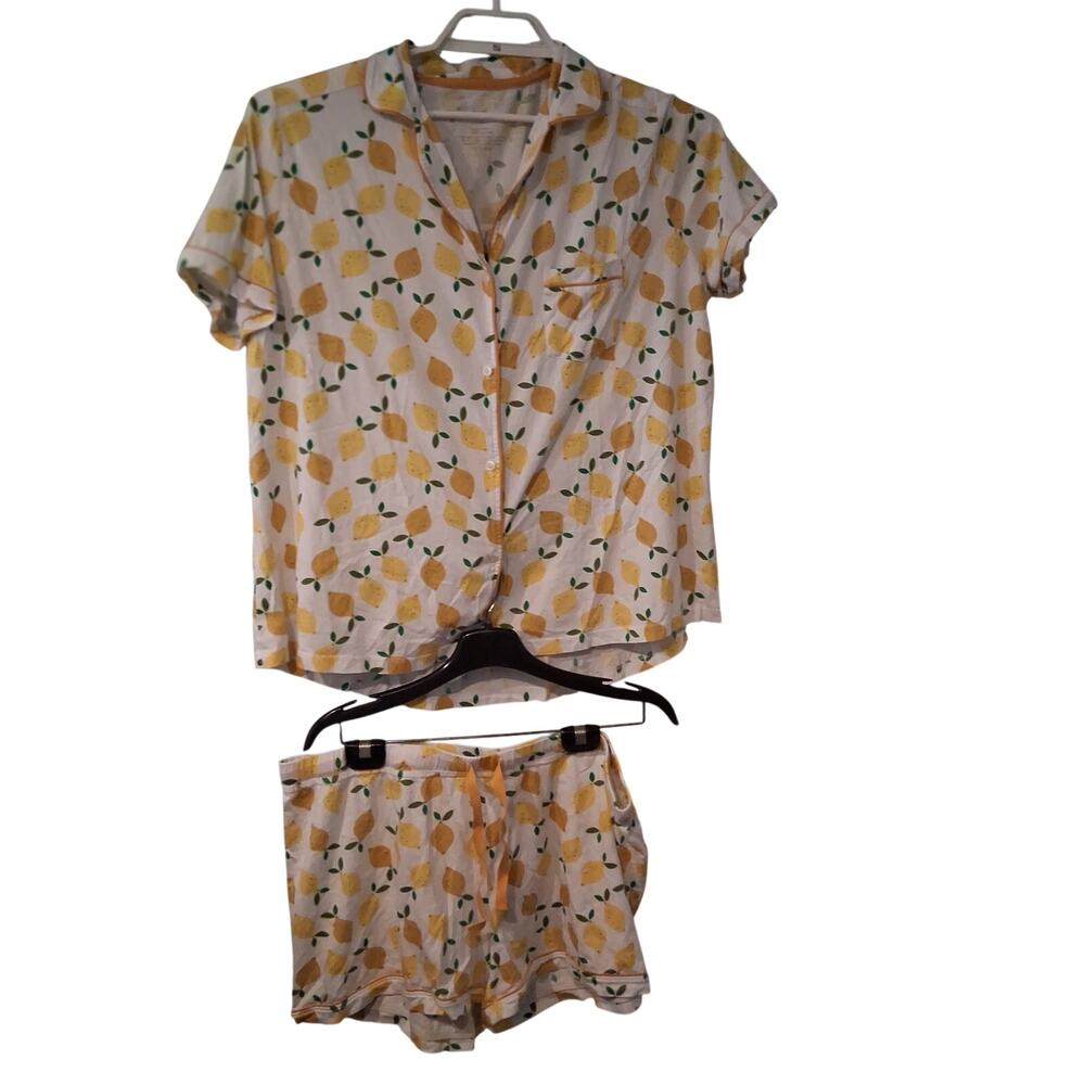 Hanna Andersson pajamas Love Hanna wmns XL lemons Pima cotton Peru shorts top
